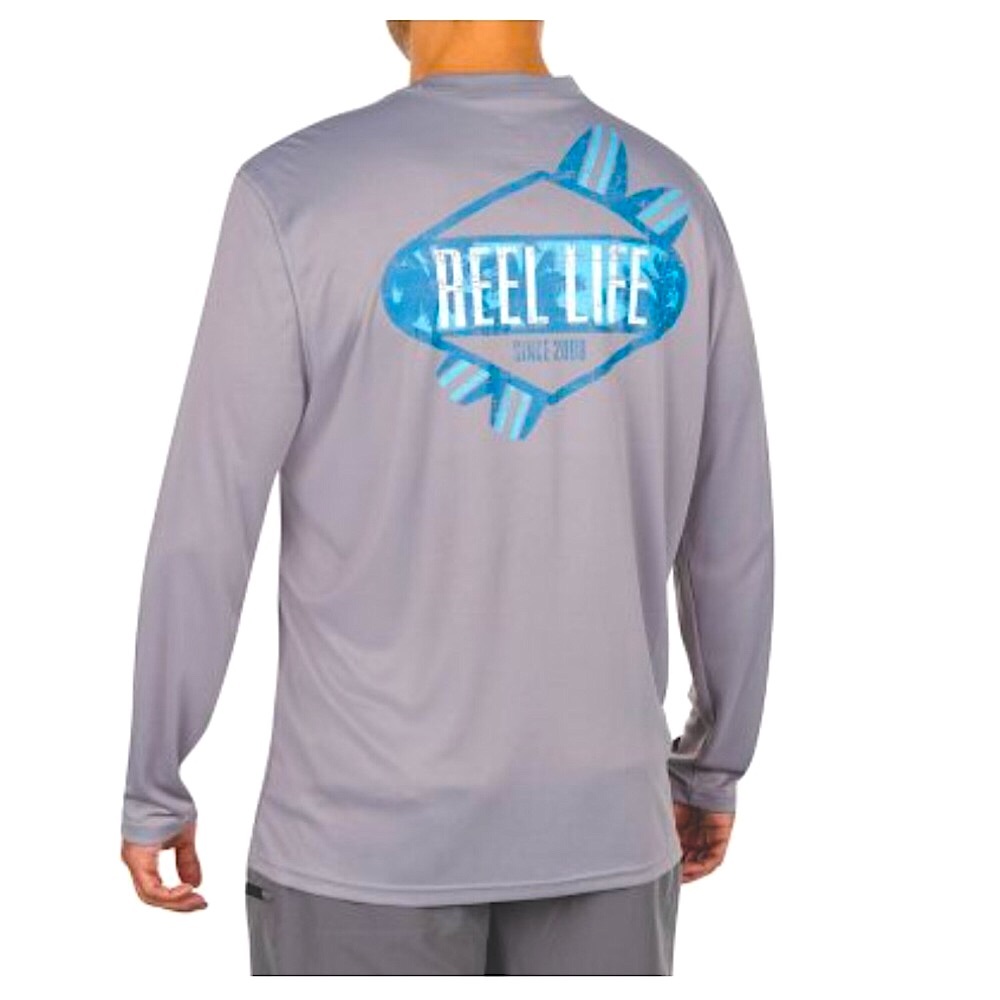 REEL LIFE Sun Defender UV Protection Men’s Long Sleeve Shirt Fishing Beach Boat